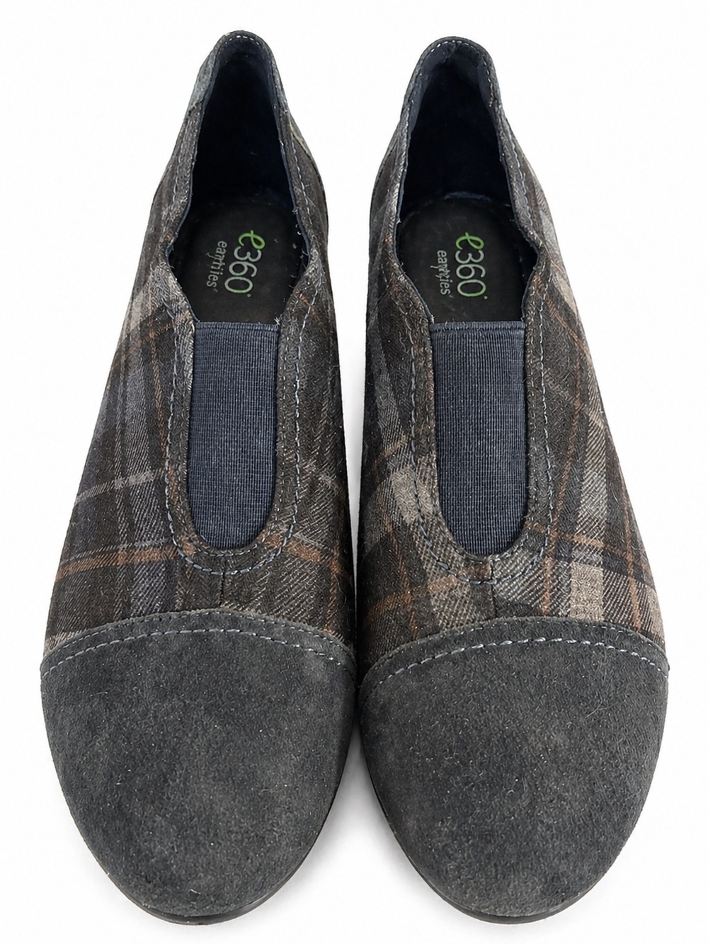 Easy Spirit e360 Slip-On Booties – Women’s 7.5M – Blue Plaid | Comfort Heel